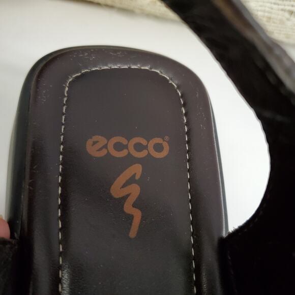 ECCO Ankle Strappy Sandal Summer Slim Brown Leather Size 6.5 - Picture 4 of 6